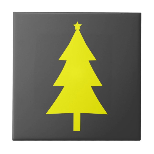 Azulejo De Cerâmica Árvore de Natal Amarelo (Frente)