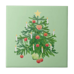Azulejo De Cerâmica Árvore de Natal Antiga com uma Estrela