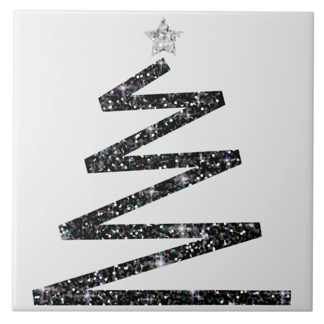 Azulejo De Cerâmica Árvore de Natal brilhante (Frente)