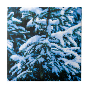 Azulejo De Cerâmica Árvore de Natal da neve de inverno