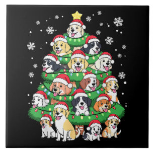 Azulejo De Cerâmica Árvore de Natal de Cachorro - Fofos Filhotes de Na