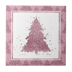 Azulejo De Cerâmica Árvore de Natal Elegante Dusty Mauve Pink Splatt