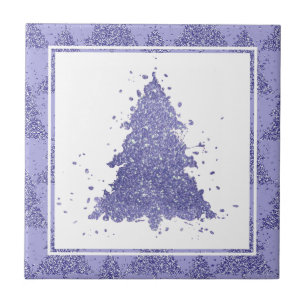 Azulejo De Cerâmica Árvore de Natal Elegante   Lavanda charmosa Roxo