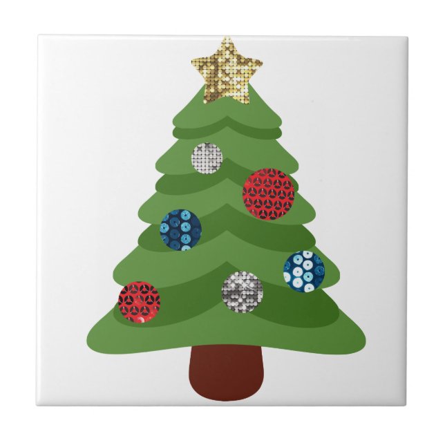 Azulejo De Cerâmica árvore de natal emoji (Frente)