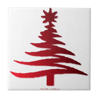Azulejo De Cerâmica Árvore de Natal Estêncil Vermelho