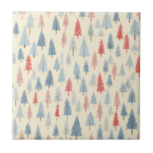 Azulejo De Cerâmica Árvore de Natal Floresta Escandinava Padrão
