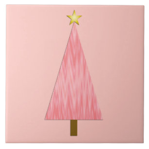 Azulejo De Cerâmica Árvore de Natal moderna do Coral Pink Ombre