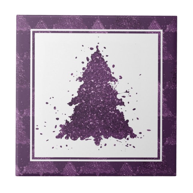 Azulejo De Cerâmica Árvore de Natal Moody | Plum Roxo Profundo (Frente)