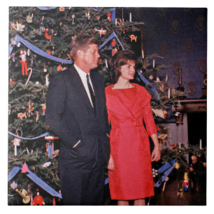 Azulejo De Cerâmica Árvore de Natal Presidente John Kennedy & Jacqueli