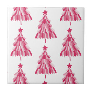 Azulejo De Cerâmica Árvore de Natal rosa