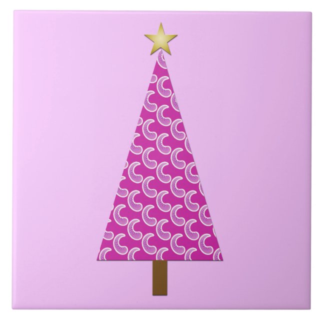 Azulejo De Cerâmica Árvore de natal roxa (Frente)