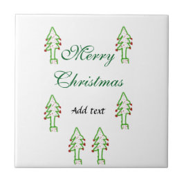 Azulejo De Cerâmica Árvore de Natal verde cereja vermelha alegria Nata