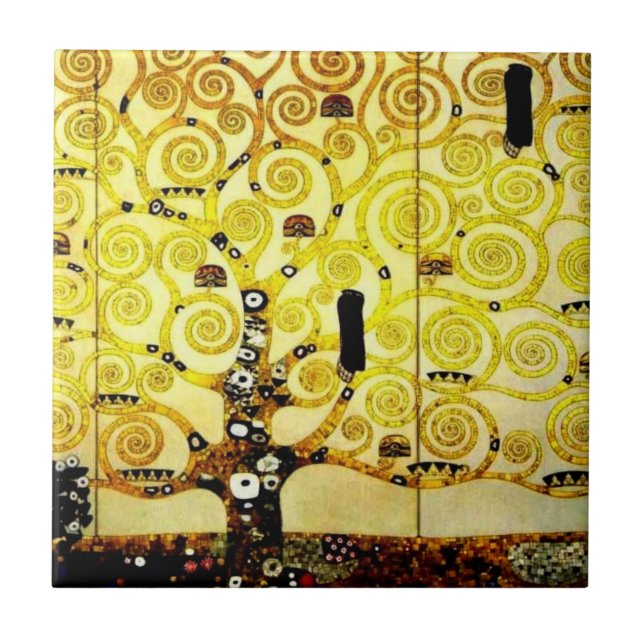 Azulejo De Cerâmica Árvore de vida por Gustavo Klimt (Frente)