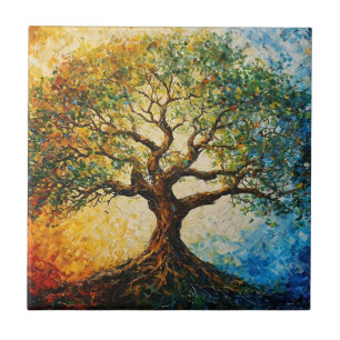 Azulejo De Cerâmica Árvore do Conhecimento - Pintura a óleo