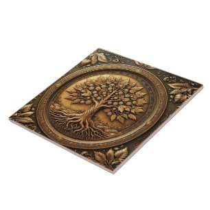 Azulejo De Cerâmica Árvore Marrom da Vida Antigo Russo