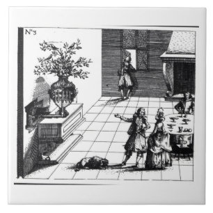 Azulejo De Cerâmica Árvore musical da canção do pássaro, c.1670