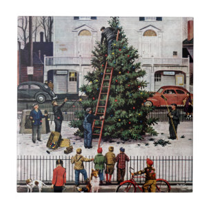 Azulejo De Cerâmica Árvore na Praça da Cidade