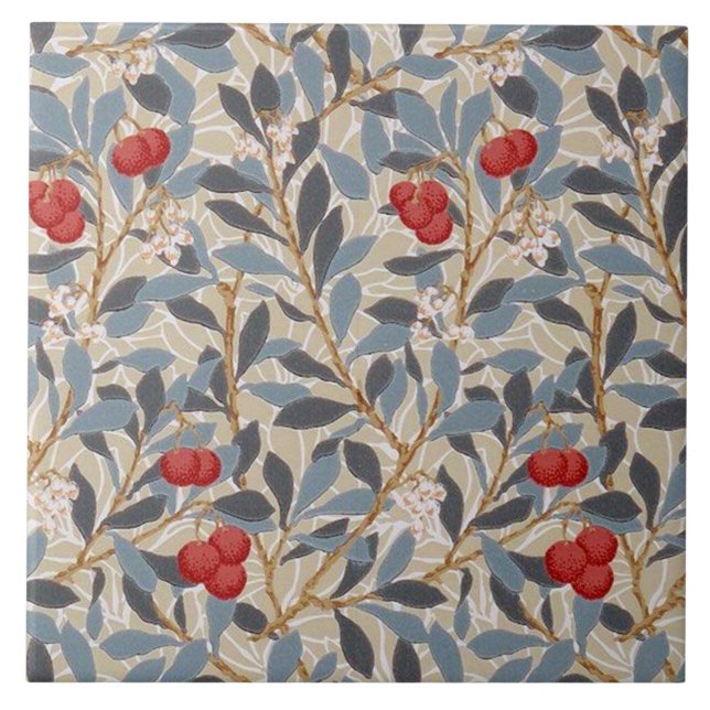 Azulejo De Cerâmica Árvore Redberry, William Morris (Frente)