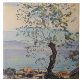 Azulejo De Cerâmica Árvore selvagem pelo lago (paisagem suíça)