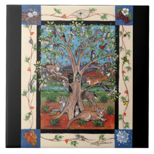 Azulejo De Cerâmica "Árvore Sudoeste da Vida" Quatro Sessões, Trivet