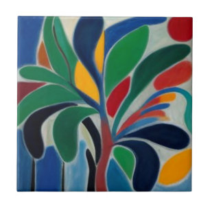 Azulejo De Cerâmica Árvore Tropical Colorida