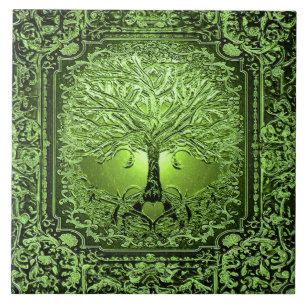 Azulejo De Cerâmica Árvore Verde da Vida Antiga Russa