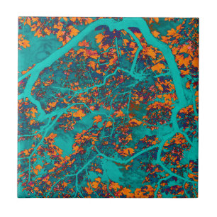Azulejo De Cerâmica Árvores cor-de-rosa e verde