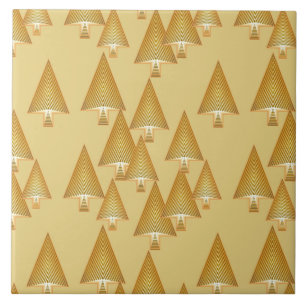 Azulejo De Cerâmica Árvores de Natal metálicas modernas - ouro amarelo