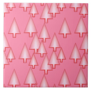 Azulejo De Cerâmica Árvores de Natal metálicas modernas - rosa-coral