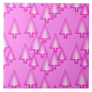 Azulejo De Cerâmica Árvores de Natal metálicas modernas - rosa-orquíde