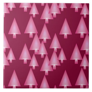 Azulejo De Cerâmica Árvores de Natal metálicas modernas - rosa & vin