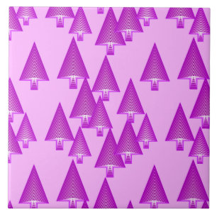 Azulejo De Cerâmica Árvores de Natal metálicas modernas - violeta