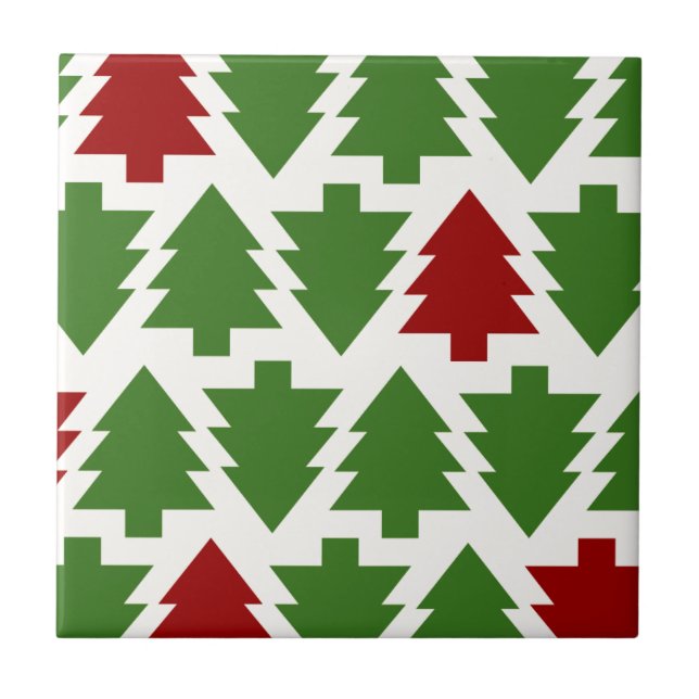 Azulejo De Cerâmica Árvores de Natal Padrão de Feriado (Frente)