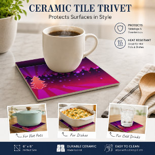 Azulejo De Cerâmica Árvores de Natal Sombras de Roxo