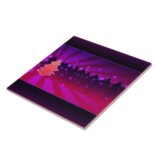 Azulejo De Cerâmica Árvores de Natal Tons de Roxo (Lateral)