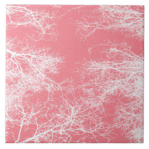 Azulejo De Cerâmica Árvores rosa e branca