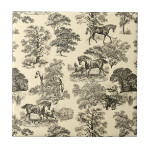 Azulejo De Cerâmica Árvores Rústicas Elegantes Beige Tan Toile