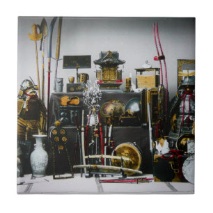 Azulejo De Cerâmica As armas e a armadura do samurai antigo Japão