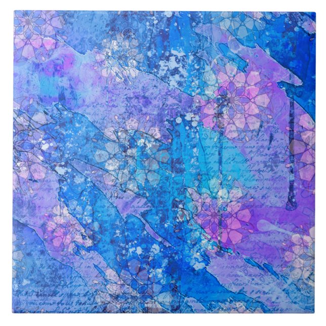Azulejo De Cerâmica As flores crescem na solha de apphire (Frente)