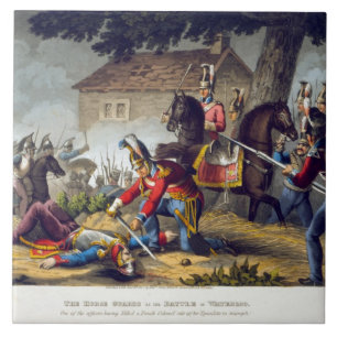 Azulejo De Cerâmica As guardas de cavalo na batalha de Waterloo,