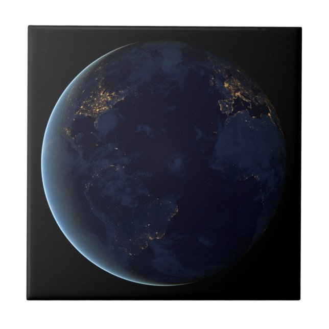 Azulejo De Cerâmica As Luzes da Terra à Noite (Frente)