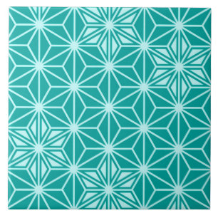 Azulejo De Cerâmica Asanoha japonesa ou padrão estelar, turquesa
