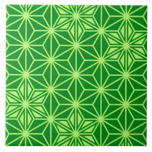 Azulejo De Cerâmica Asanoha ou padrão de estrela japonês, Verde lim
