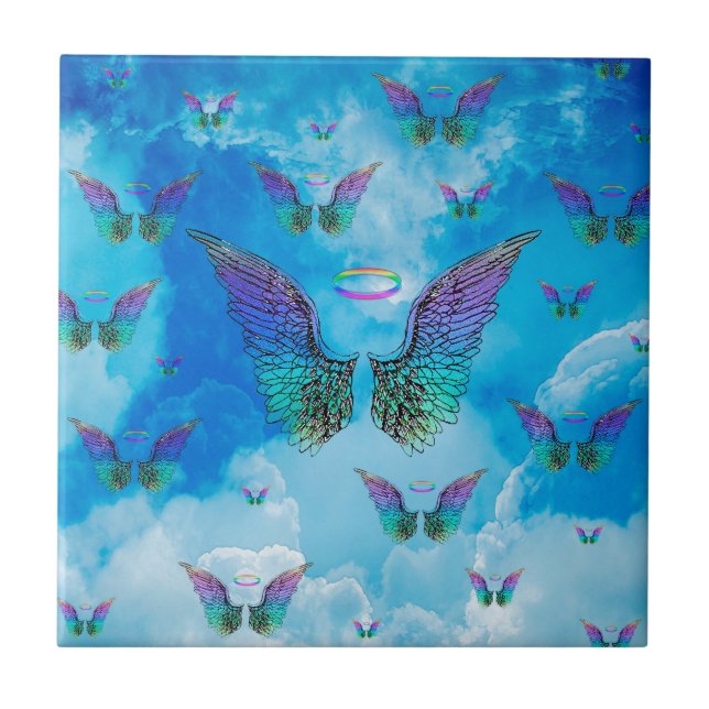 Azulejo De Cerâmica Asas e nuvens do anjo (Frente)
