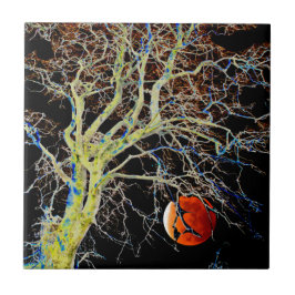 Azulejo De Cerâmica Ascensão da Lua Vermelha