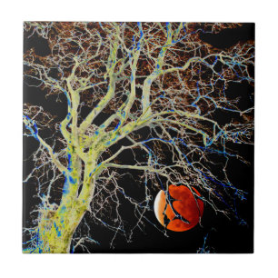 Azulejo De Cerâmica Ascensão da Lua Vermelha