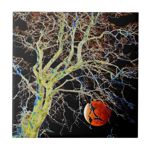 Azulejo De Cerâmica Ascensão da Lua Vermelha (Frente)