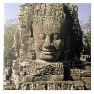 Azulejo De Cerâmica Ásia, Camboja, Siem Reap. Angkor Thom, cabeças de