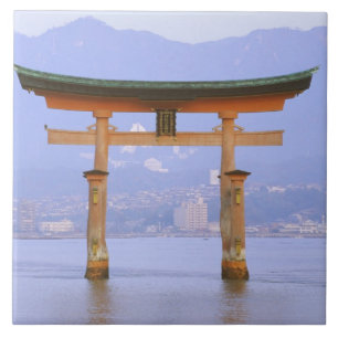 Azulejo De Cerâmica Ásia, Japão, Hiroshima. Mivaiima. Portão Torii