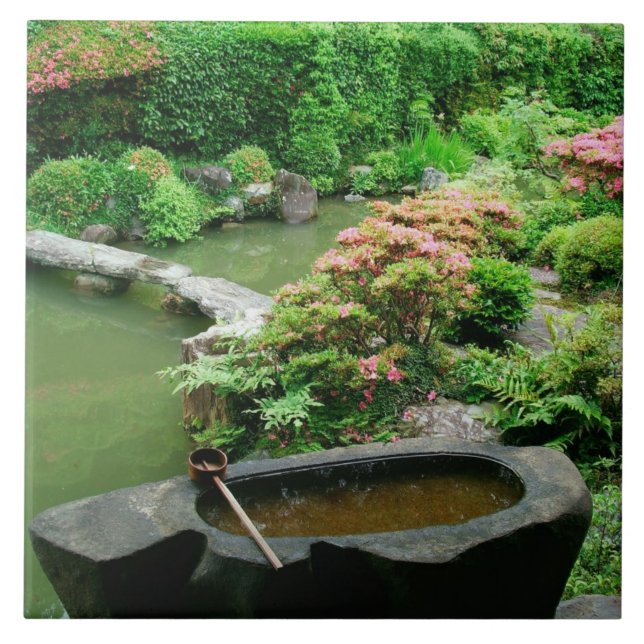 Azulejo De Cerâmica Ásia, Japão, Quioto. Jardim Zen (Frente)